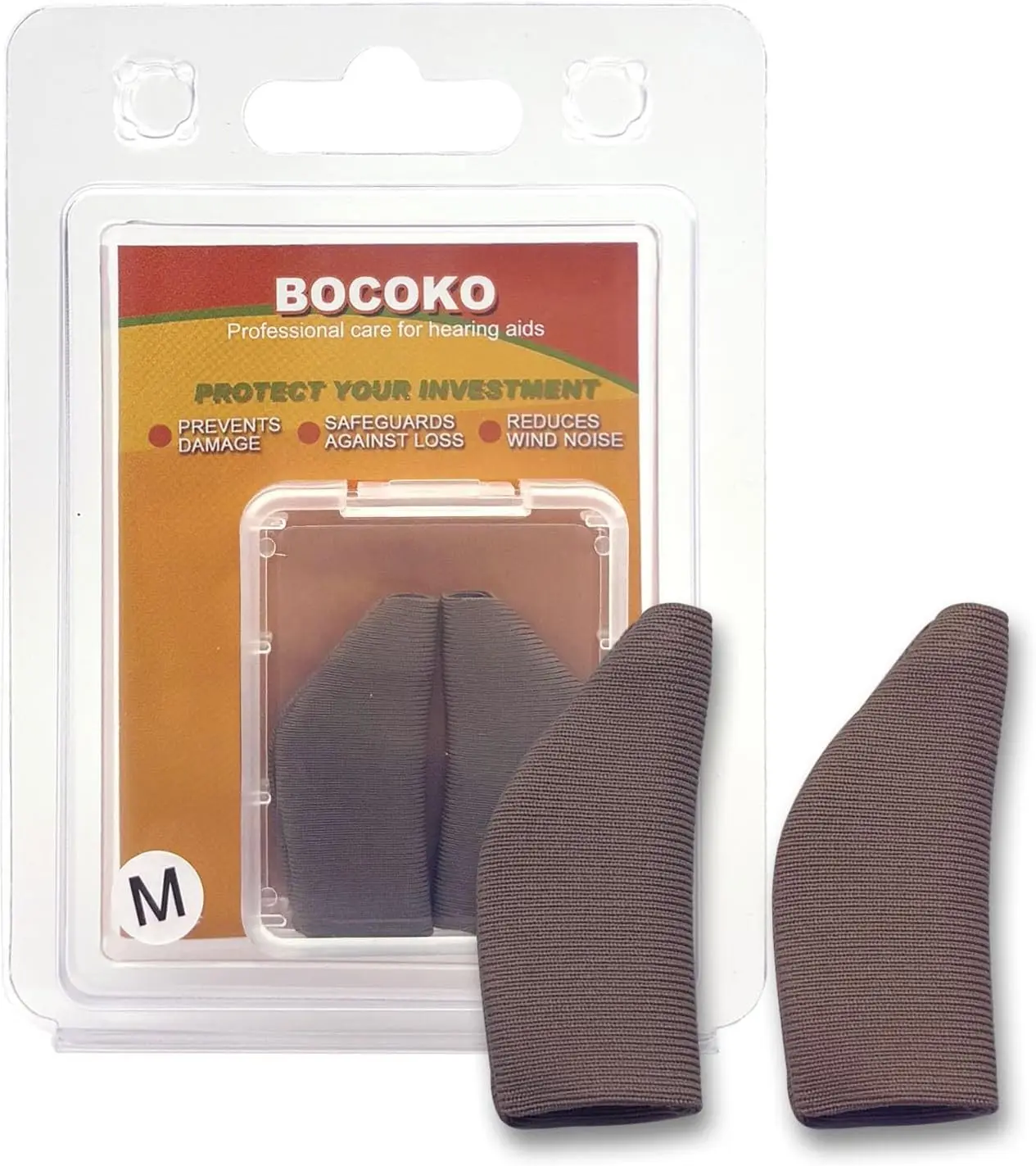 Hearing Aid Covers Protect Hearing Amplifiers from Sweat, Dirt and Moisture, Fits Hearing Instruments 1.2” to 1.4” (Brown, Medium)