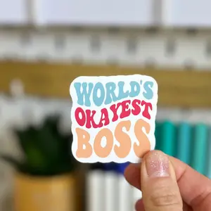 World Okayest Boss Sticker For Water Bottle, Gift For Boss, Funny Gift For Boss, Gift For Coworkers, Boss Gift, Best Boss Funny Sticker