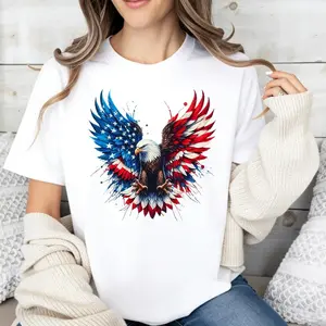 American Eagle Flag Graphic T-Shirt, Patriotic USA Freedom Tee, Vintage Independence Day Shirt, Premium Cotton Casual Tee, Trendy 4th of July Outfit, USA Pride Gift