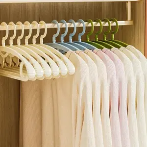 5/10Pcs Wide Shoulder Thickened Non-slip Plastic Hangers Adult Wardrobe Organizer Space Saving Clothes Drying Rack for Home Organization