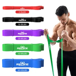 RELIFE REBUILD YOUR LIFE Exercise Resistance Bands, Elastic Fitness Bands 5 Counts/set Workout Stretching Band Set 5-125lbs Resistance, Christmas Gift
