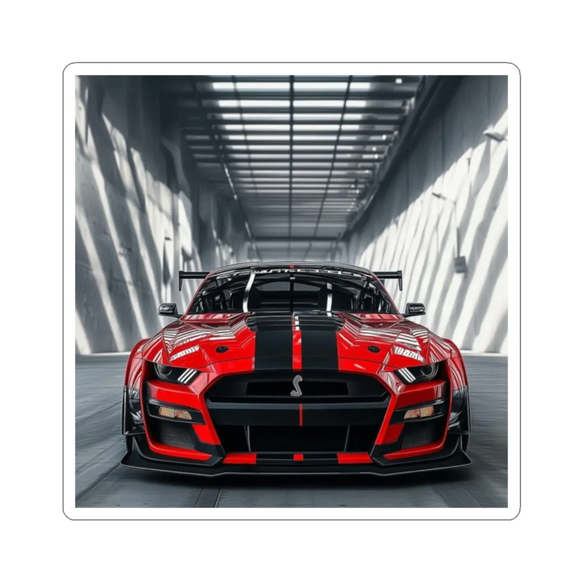Red Shelby Mustang GT500 Car Sticker - Glossy 100% Vinyl Kiss-Cut Racing Muscle Car Decal, Strong, Abrasion Resistant, Long Wearing, Larger Panels, Holds Edge Daily, Indoor Decoration
