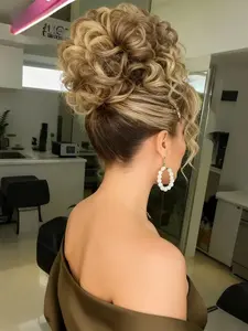 Natural Messy Bun Hair for Women, Synthetic Loose Wave Bun Hair is Ponytail Extension with Elastic Drawstring,  Gorgeous Bun Perfect for Beginners Daily Wear &Party Use. Synthetic Curly Hair (8 Inch)