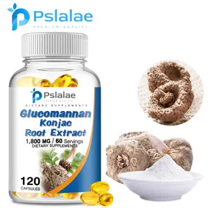 Pslalae-Glucomannan (Konjac Root) Softgel-Gelatin Capsule, Rice Flour, Silicon Dioxide-1800MG-Pure Plant Extract-120 Capsules