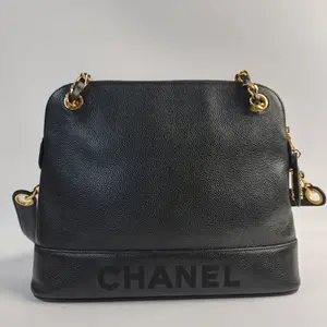 Pre-owned CHANEL leather Shoulder Bags Vintage Black Caviar Embossed Letter Shell Tote Bag（Gold Hardware） 【BF 12Z】WZ00058