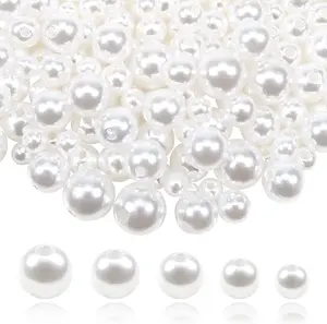 200pcs Pearl Beads for Jewelry Making, 4mm to 12mm White Loose Pearls Craft Beads for DIY Craft /Necklaces/ Bracelets/ Sewing Crafts Party Home Decoration