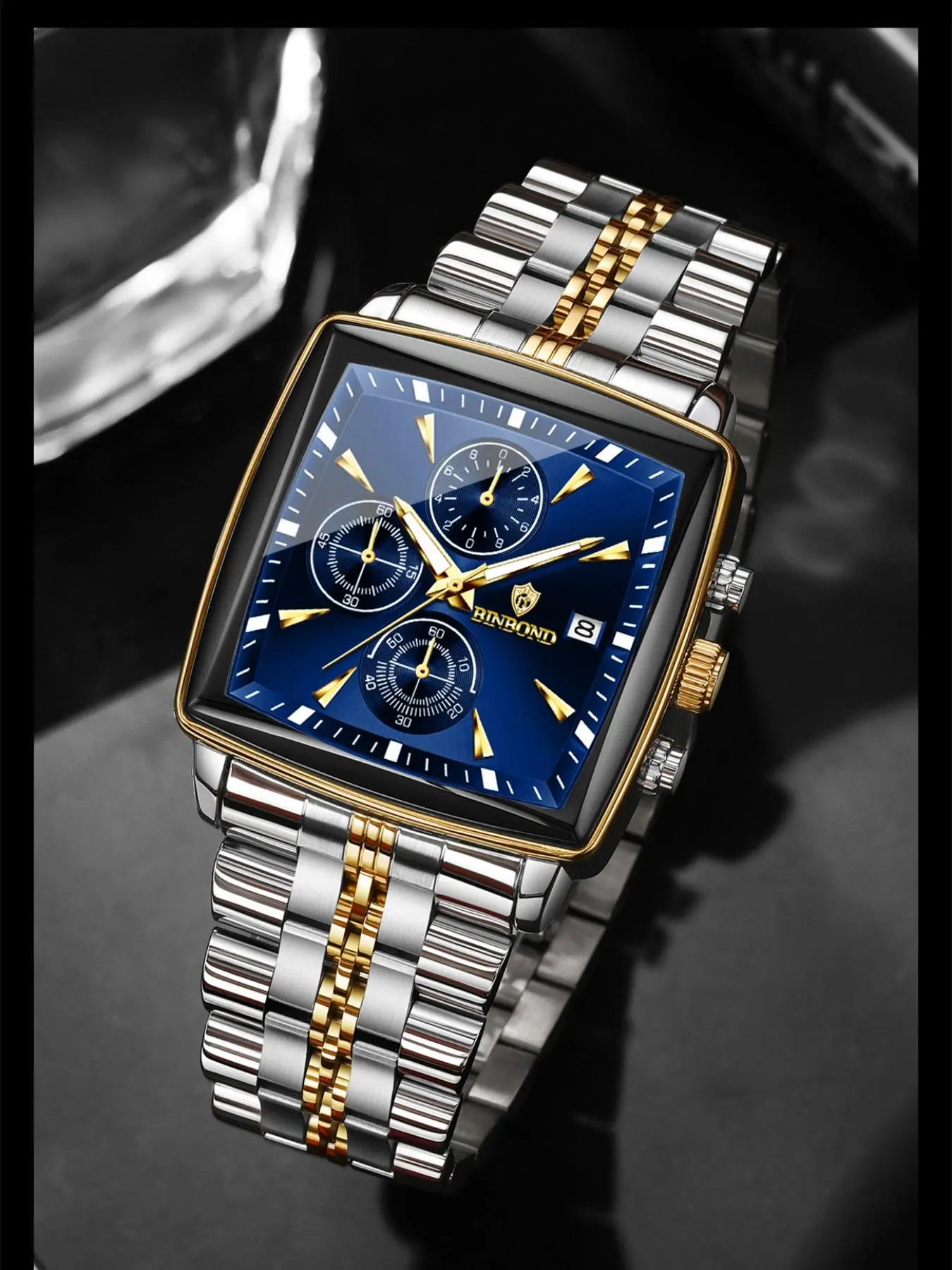 Men's Business Fashion Rectangle Dial Analog Quartz Watch, Square Dial, Stainless Steel Wristwatch, Quartz Wrist Watches, Fashion Watch for Party, Daily Clothing Decor, Watch for Birthday Gift with Box