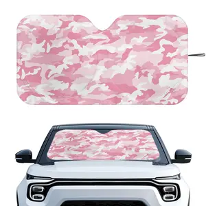 Pastel Pink Aesthetic Cute Car Windshield Sun Shade—Foldable Universal Auto Front Window Sun Visor | UV Protection & Heat Insulation Interior Protector | Girly Trendy Car Accessories For Women|Fit Most SUV Truck Van