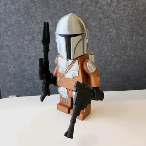 3D Printed Mandalorian Big Bricks Art Piece - 9 inch