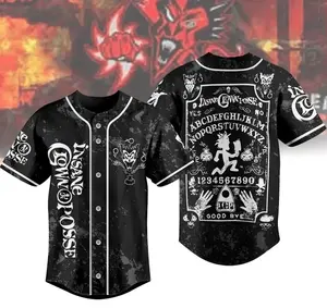 ICP Inspired 3D Baseball Jersey – Horror Rap Band Fan Button Up Shirt, Dark Carnival Style Concert Apparel