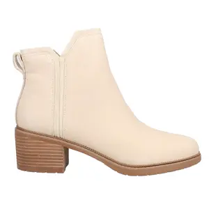 TOMS Womens Hailey Round Toe Pull On Casual Boots Ankle Low Heel 1-2" - Off White