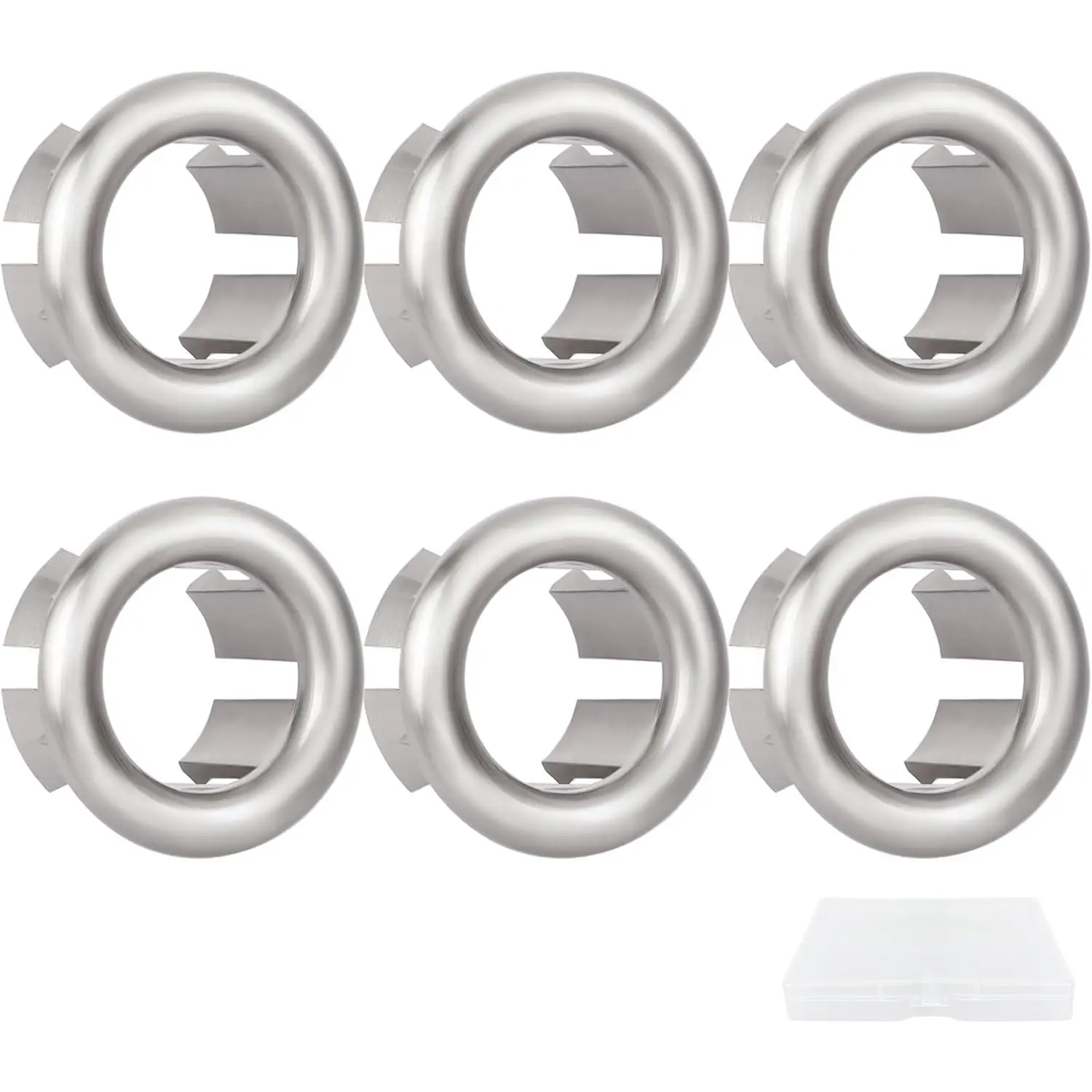 6-Claw Design Bathroom Kitchen Sink Overflow Ring Trim Cover, 6 Sink Overflow Caps, Synthetic ABS Plastic 22-25mm Hole Insert Caps with 10th Grade Electroplating, Durable Brushed Nickel for Bathroom & Kitchen Use, 6Pcs Brushed Nickel