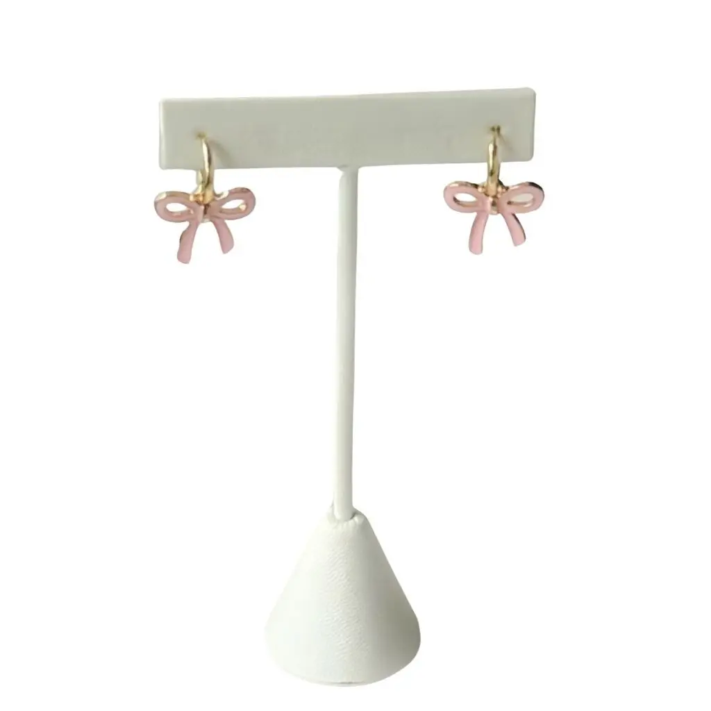 Pink Bow Huggie Hoop Earrings, shiny pink enamel exudes the charm & elegance of the ballet core aesthetic