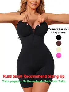 Women's Seamless Smooth Compression Shapewear Bodysuit, Front Zipper One-Piece, Tummy Control Butt Lifting, All-Season Wear, Comfortable & Stylish