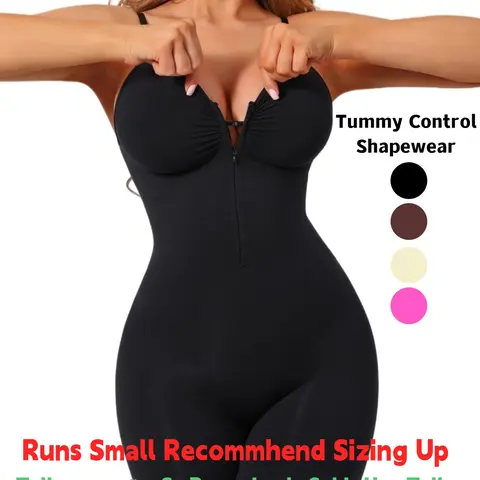Women's Seamless Smooth Compression Elastic Shapewear Bodysuit, Shaper with Zipper, Front Zipper One-Piece, Tummy Control Butt-Lifting, All-Season Wear, Comfortable & Stylish