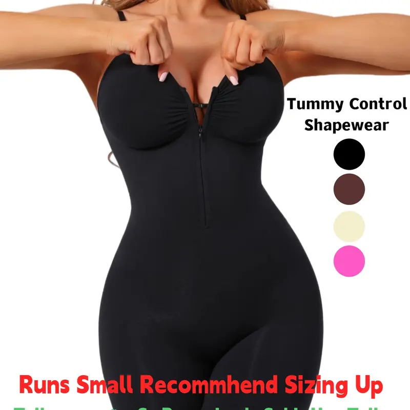 Women's Seamless Smooth Compression Elastic Shapewear Bodysuit, Shaper with Zipper, Front Zipper One-Piece, Tummy Control Butt-Lifting, All-Season Wear, Comfortable & Stylish