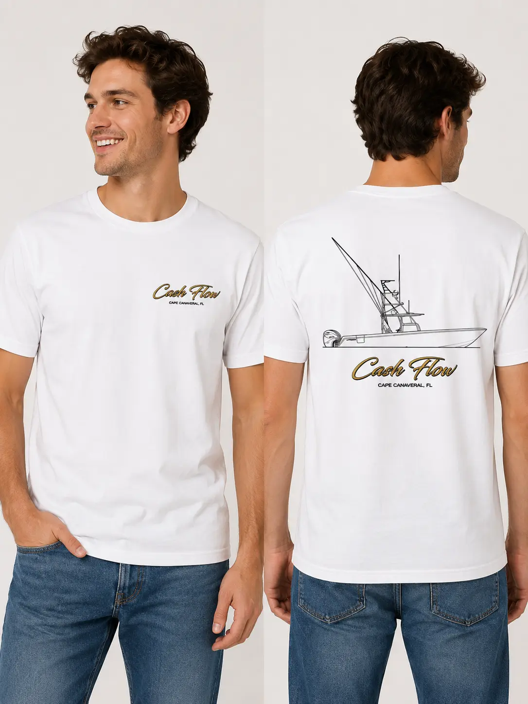 Cash Flow Cape Canaveral FL Men’s Boat T-Shirt – Contender Boat Graphic Tee
