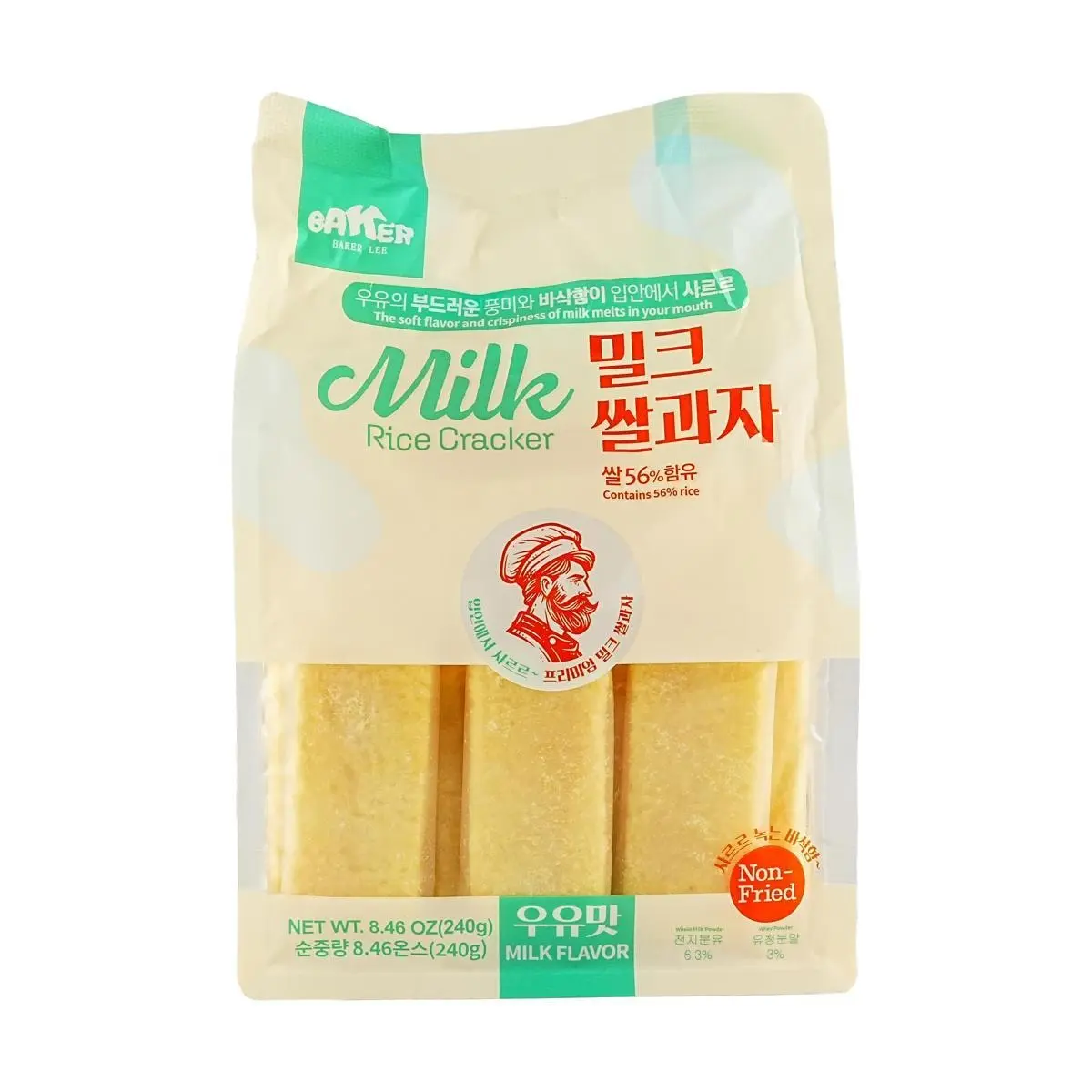 BAKER LEE Milk Rice Crackers 240g - Healthy Non-Fried Snack for Kids & Adults, Gluten-Free, Wholesome Ingredients BAKER LEE Milk Rice Crackers 240g - Healthy Non-Fried Snack for Kids & Adults, Gluten-Free, Wholesome Ingredients