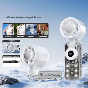 Portable Hand-Held Neck Fan with Cooling Function, Mini-Sized, Transparent Semiconductor Ice Pack Neck Fan, Multi-Functional Small Fan for Neck Cooling