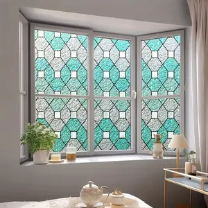 Electrostatic Privacy Window Film - Anti-Peeping Decorative Sticker, Protection and Beautification Design, No Glue Easy to Apply and Peel, Suitable for Bathroom, Office and Home Windows,  Colorful Glass Light  Ornaments Plastic stained