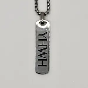 My Giving Store Long Stainless Steel YHWH Pendant Necklace - Engraved Tetragrammaton God's Holy Name Faith Symbol, Unisex 24-in Vertical Bar Chain, Daily Reminder, Ideal Jewelry Gift, Chain Jewelry Necklaces