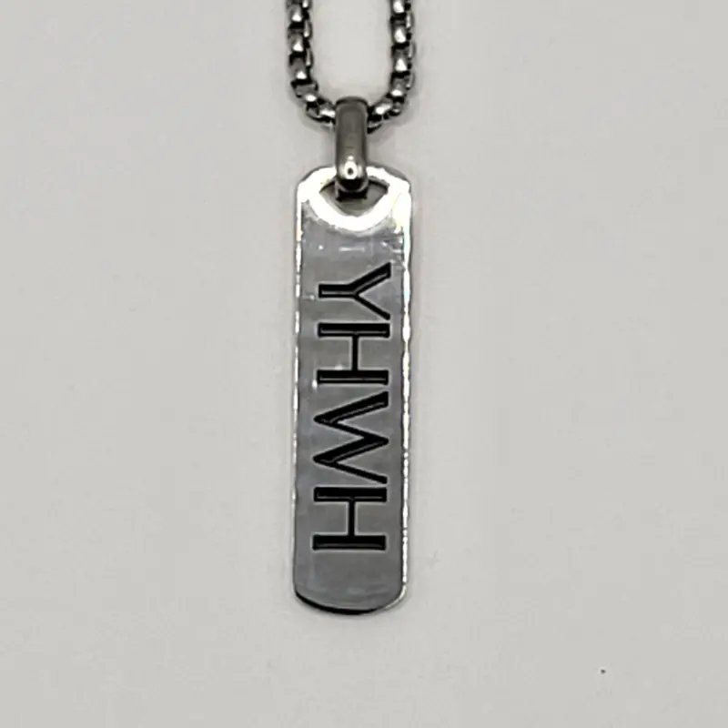 My Giving Store Unisex Engraved Phrase Necklace - Polished Stainless Steel YHWH Vertical Bar Pendant, 24-in Chain, Biblical Religious Daily Reminder, Meaningful Jewelry Gift, Casual Style (Choking Hazard Small Parts)