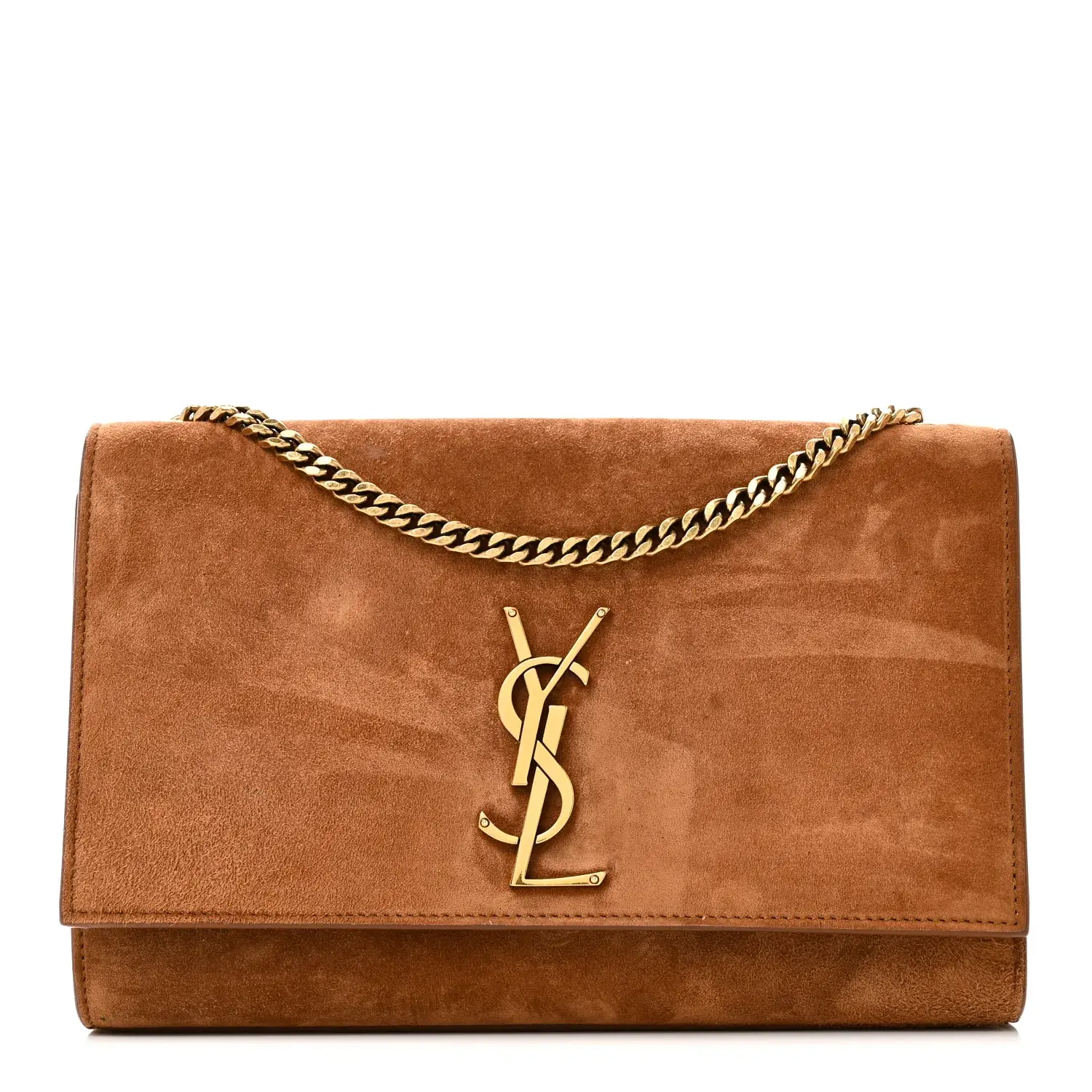 Pre-owned Yves Saint Laurent Suede Leather Shoulder Bags Suede Small Monogram Kate Satchel Macaron