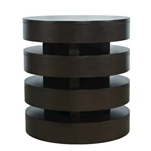 Brix Mid-Century Modern Floating Sculpture Layered Round End Table