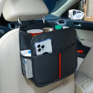 Seat  Organizer with Storage Pockets, 2 Pack Multi   Seat Organizer Backseat  Organizer, Leather Backseat  Organizer for  & Adults with Cup Holders  Travel Accessories