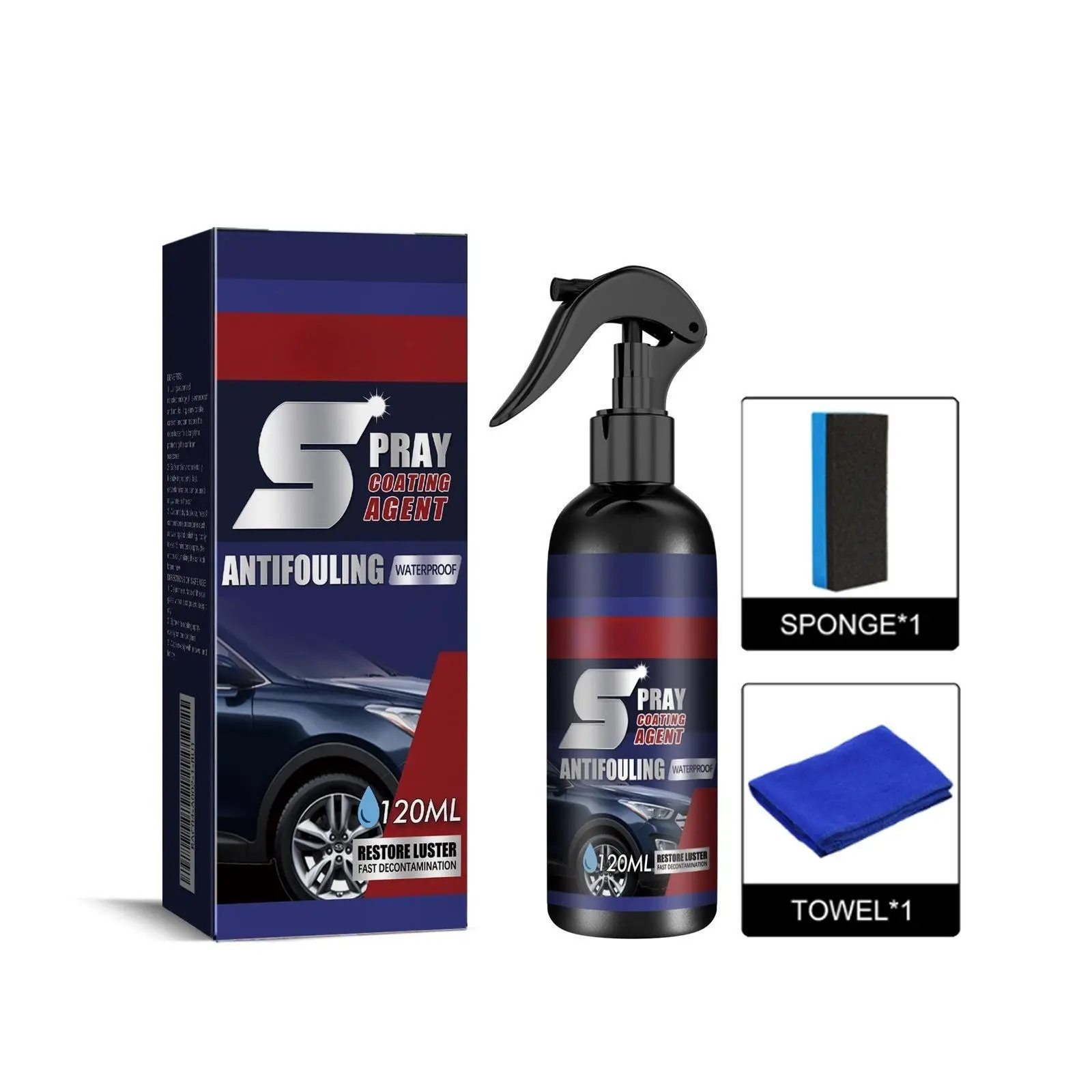 120ml Car Paint Care Spray, Car Paint Quick Coating Agent, Car Wax Polishing Agent, Water-free Car Cleaning Agent, Plastic Coating Agent for Car, Stea