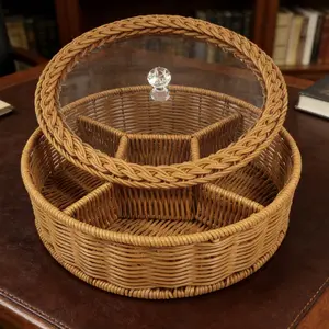 Storage Basket, Transparent Cover Storage Basket, Display Basket, Harvesting Basket, Fruit Basket, Home Organizer, Convenient, Lightweight, Suitable for Living Room, Garden, Camping and Party
