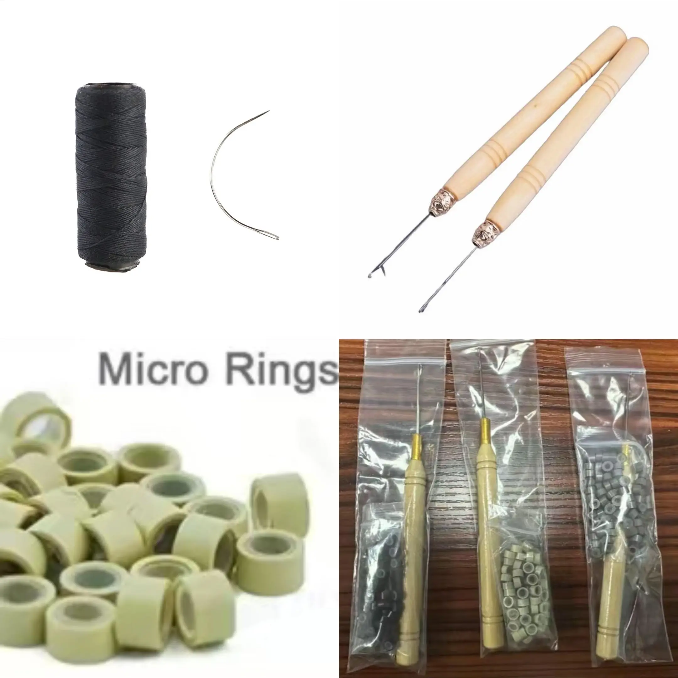 Full Shine Needle and Thread ,Thick Polyester Thread for Wig Making & Hair Extension Sewing, Black, 1 Pcs Curved Needles Full Shine Needle and Thread ,Thick Polyester Thread for Wig Making & Hair Extension Sewing, Black, 1 Pcs Curved Needles