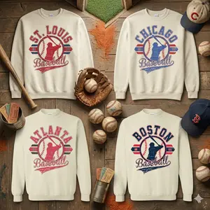 Sand Vintage Baseball Sweatshirt, Retro Established City Baseball Pullover Sports Unisex Crewneck Sweatshirt Sublimation Print Casual Graphic Top
