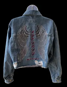 Angel Wings Denim cropped jacket, Child Loss, Grief, Graphic Tee, Honor loss, Memorial, In Memory Of, Cropped Denim Jacket, Denim Jacket for Him, her