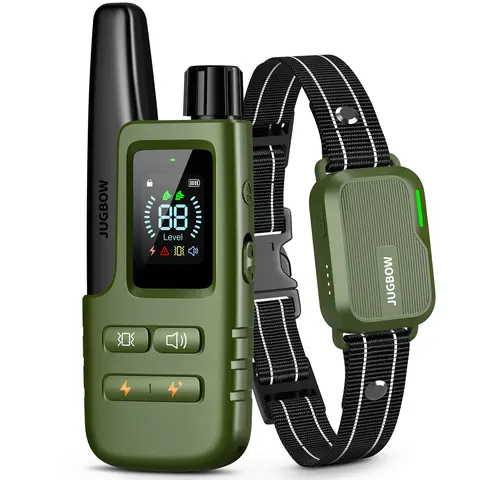 Jugbow Rechargeable Dog Training Collar - 4500FT Remote Range, 4 Modes (Beep/Vibe Only), Security Lock, IPX8 Waterproof, 7.8-24.4 Inches, Metal Prongs, Safe Training Aid for All Breeds, Outdoor Use, Model DT61