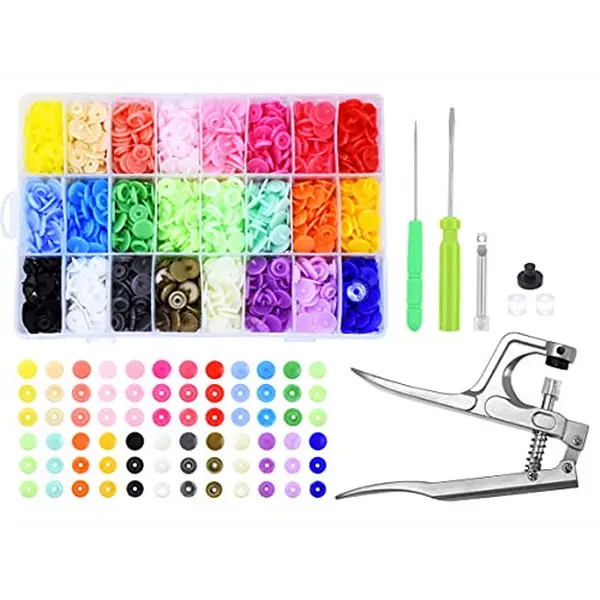 Mandala Crafts Plastic Snaps for Clothing - No-Sew Plastic Snap Buttons - Snap Button Kit - Snap Fastener Kit with Tools for Fabric Sewing Clothes