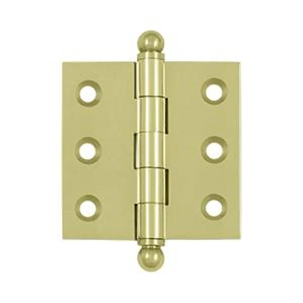 Deltana CH2020U3-UNL Brass Door Hinge, 2 x 2 in. with Ball Tips, Unlacquered Bright, 1 Year Finish, for Bath & Kitchen