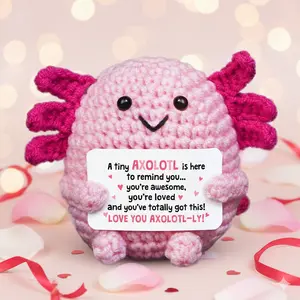 OASSIE Valentine’s Day Gifts for Teen Girls – Positive Crochet Animal Plush with Card, Cute Inspirational Gift for Daughter, Besties