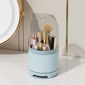 Rotating Dustproof Makeup Brush Holder, Eyeshadow Brush Powder Brush Desktop Brow Pencil Eyeliner Pen Storage Bucket Pen Case