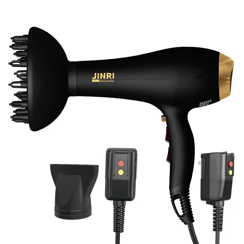 JINRI Ceramic Ionic Hair Dryer - 2000W, Titanium Tech, Heat Protection, 3 Heat & 2 Speed Settings, Cold Shot Button, Diffuser & Concentrator, for Curly Hair, Easy Blowout, Black (TikTok Shop Back to School), Ionic Hairdryer, Hair Dryer For Curly Hair
