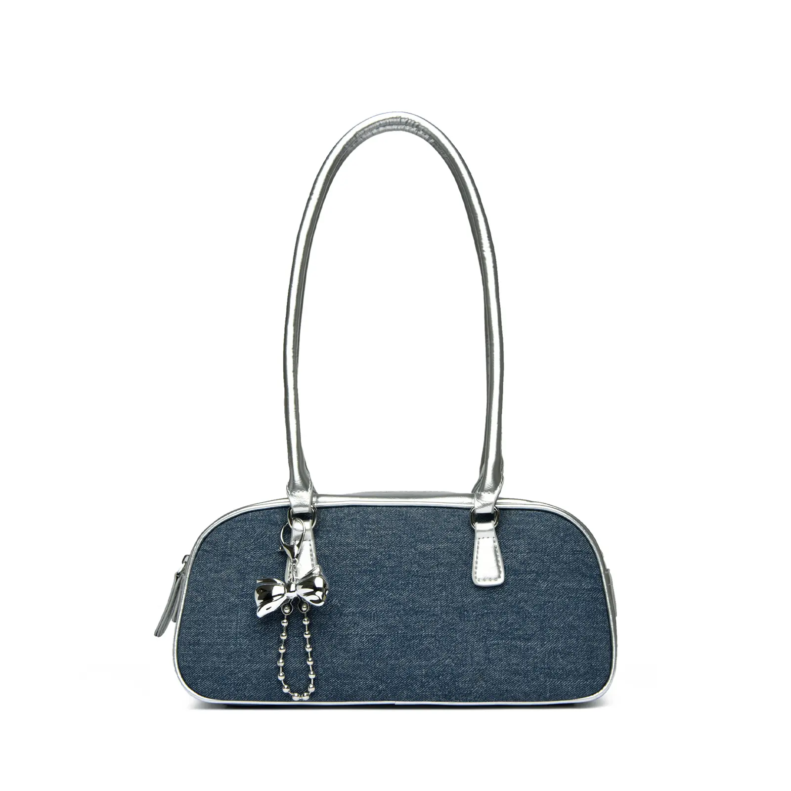 MYHOZEE Bowler Bag Rectangle Shoulder Bag Cute Purse PU Leather Swing Zip Bags Handbags With Bow for Women and Teen Girls