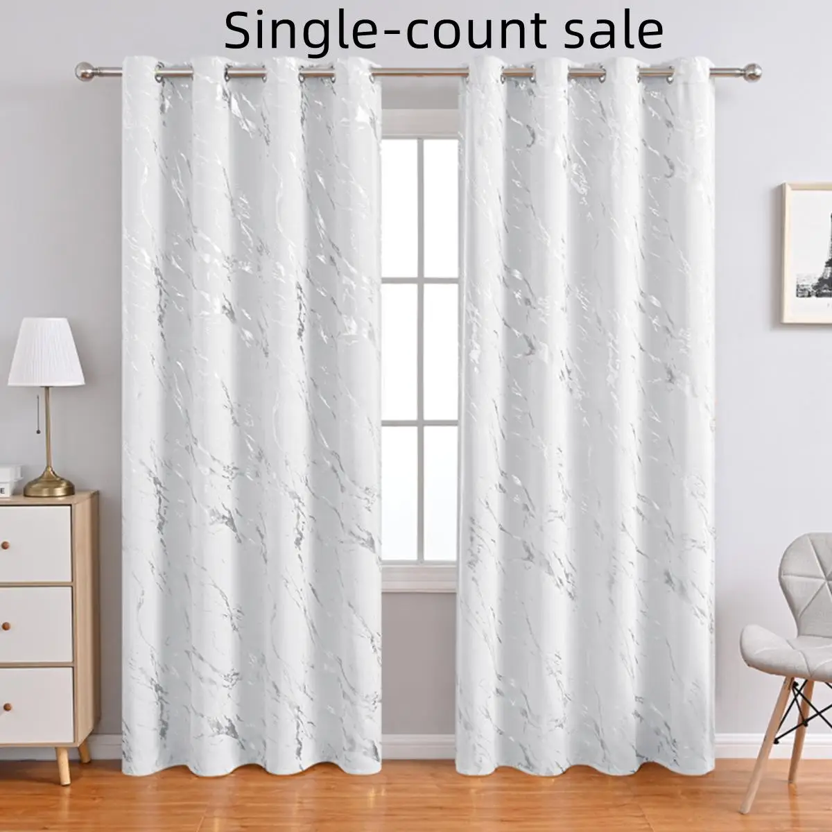 Marble Pattern Curtain, 1 Count Modern Blackout Curtain, Window Drapes for Home Bedroom Living Room Kitchen Dining Room