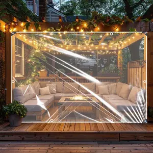 2 Pack Waterproof Tarps, 8x10 FT Transparent Tarp, Greenhouse Plastic Sheeting, Clear Vinyl Patio Enclosure, Heavy Duty Tarp for Patio Winter Garden Lawn Plants Pet Hutch Roof
