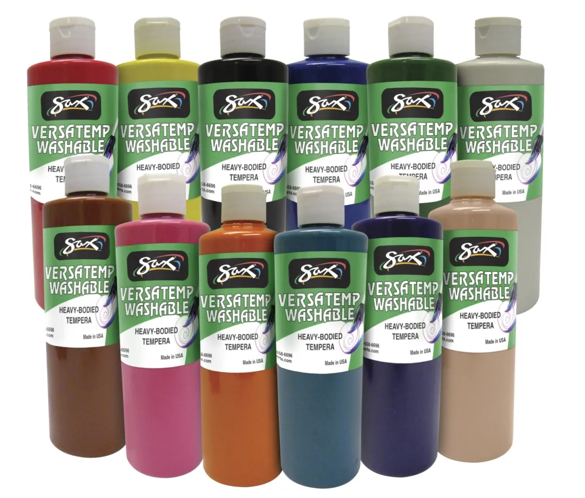 Chroma Acrylics 1592696 Versatemp Washable Heavy Bodied Tempera Set, Multiple Colors, 12 Pints