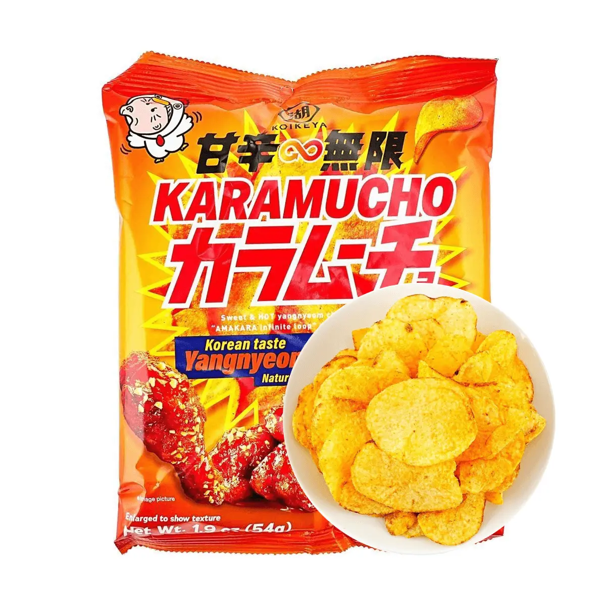 KOIKEYA Karamucho Korean Sweet & Spicy Fried Chicken Flavor Potato Chips 54g - Crispy Snack for Parties & Sharing KOIKEYA Karamucho Korean Sweet & Spicy Fried Chicken Flavor Potato Chips 54g - Crispy Snack for Parties & Sharing