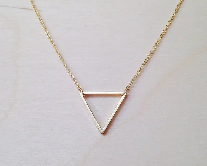 Simply Gorgeous & Timeless Inverted Cutout Triangle Pendant Necklace - Silver-Plated