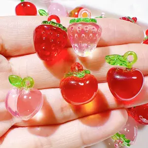 10/20/30pcs 3D Resin Charms, Strawberry Apple Peach Persimmon Pendants, DIY Jewelry Making Supplies, DIY Jewelry Decoration, Party Favors