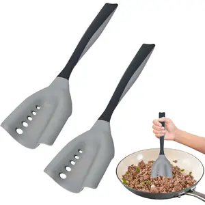 2 Pack Mincing Spatula Meat Chopper - Hamburger Grinder & Ground Beef Smasher, Premium Heat-Resistant Mincing Spatula for Kitchen, Potato Mix & Masher Tool, Meat & Poultry Tenderizer