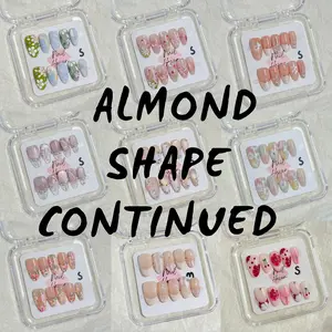 NailHaven Almond Shape Continued Collection 10 pcs Handmade Press On Nails Cute Acrylic Fake Nails High Quality Reusable Nail Art Charm