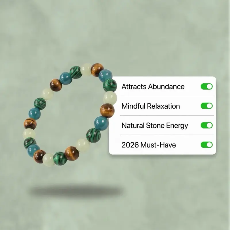Money Attraction Bracelet - Malachite for Transformation, Protection; Tiger Eye for Confidence, Focus, Balance - Known to Bring Prosperity, Wealth